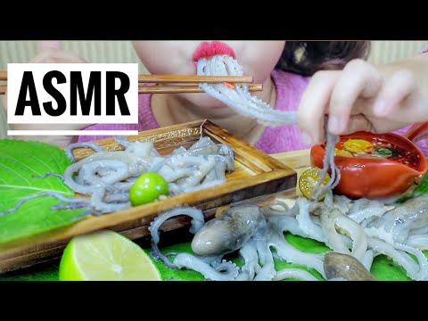 ASMR EATING RAW OCTOPUS WITH LIME AND SPICY SAUCE ,  EATING SOUNDS | LINH-ASMR