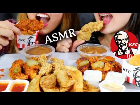 ASMR EATING KFC NASHVILLE HOT AND BBQ CHICKEN STRIPS (CRUNCHY EATING SOUNDS) MUKBANG