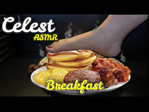 BREAKFAST FOOD(No Talking) EGGS, BACON, PANCAKES AND SQUISHING SOUNDS | Celest ASMR