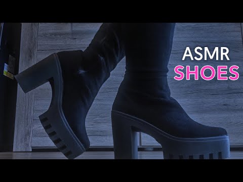 Walking with Platform SHOES  (⚠️squeaky sounds⚠️) 🖤 | ASMR 🤍🎧