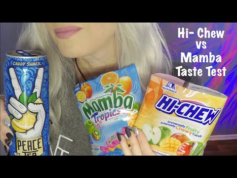 ASMR Hi-Chew,  Mamba & Peace Tea | Chewy Candy Taste Test | Whispered Review, Tapping, Crinkles