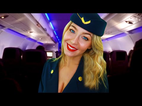 ASMR LOVELY FLIGHT ATTENDANT HELPS YOU SLEEP! ✈️ 💤