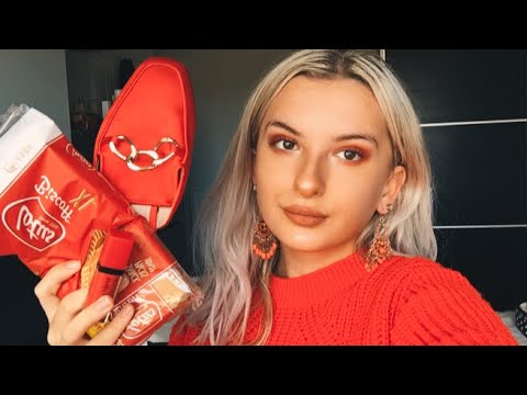 ASMR: red tingles!! Tapping, lipgloss, eating, jewellery sounds, fabric sounds etc!