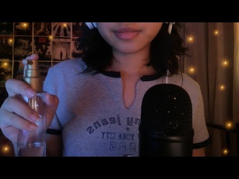 asmr spraying water on the mic (water, tapping, and crinkling sounds)