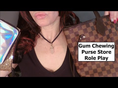 ASMR Gum Chewing Purse Store.  Whispered, Tapping, Scratching