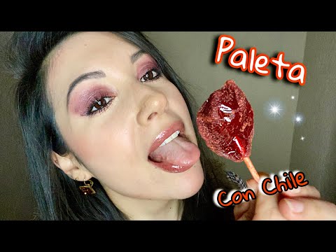 ASMR Comiendo Paleta de Chile (SIN HABLAR) | ASMR Lollipop (NO TALKING) | Dulce Mexicano