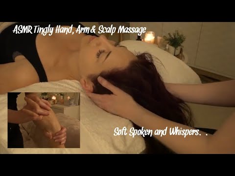 ASMR Soft Spoken Relaxing scalp, hand and arm massage with Essential oil Aromatherapy | Music