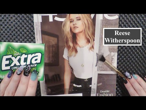 ASMR Gum Chewing Magazine Flip Through | Reese Witherspoon | Tingly Whisper