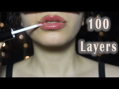 ASMR 100 Layers Of Lipgloss 💋💦 ( Lipgloss Sounds + Counting )