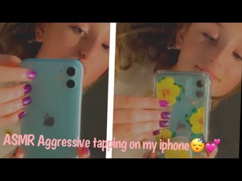 ASMR~ aggressive Tapping on my iphone(and gum chewing)