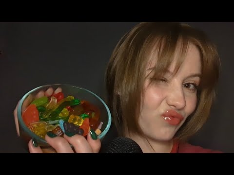 ASMR | Eating Gummy Candies 💕🍬💕(whispers, squishy mouth sounds, and a little chaos)