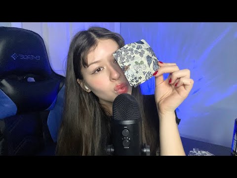 ASMR beeswax wrap tapping, scratching + mouth sounds