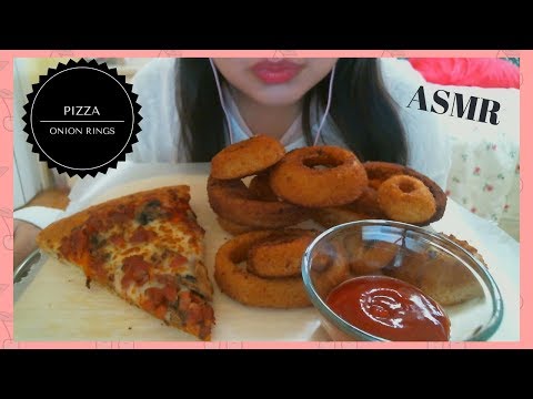 Eating Pizza and Onion Rings | ASMR Eating Sounds | No Talking