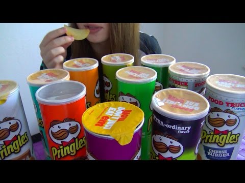 ASMR Pringles 12 Flavors Eating Sounds Whisper