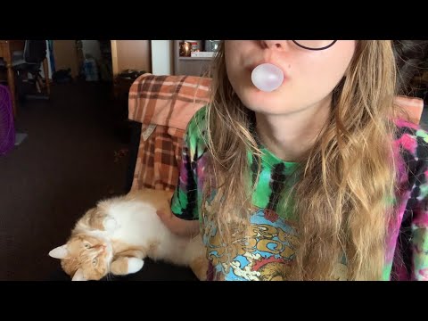Gum Chewing, Bubble Blowing, and Cat Petting ASMR (No Talking 🤐)