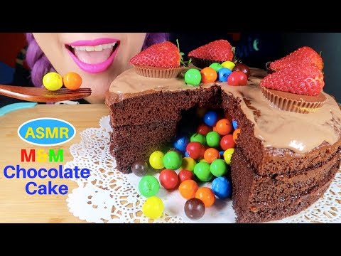 ASMR 엠앤엠 초코 케이크 먹방 |M&M CHOCOLATE CAKE ケーキ CURIE. ASMR