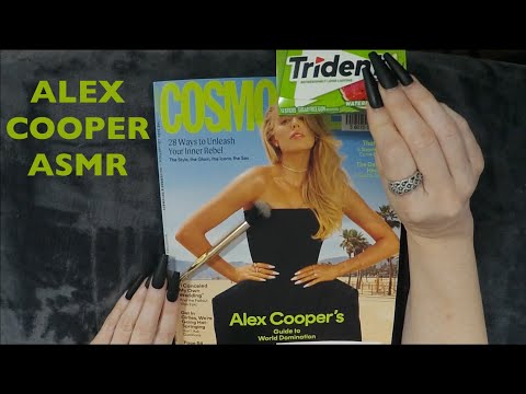 ASMR Gum Chewing Magazine Flip Through | Alex Cooper | Cosmpolitan | Whispered Page Turning