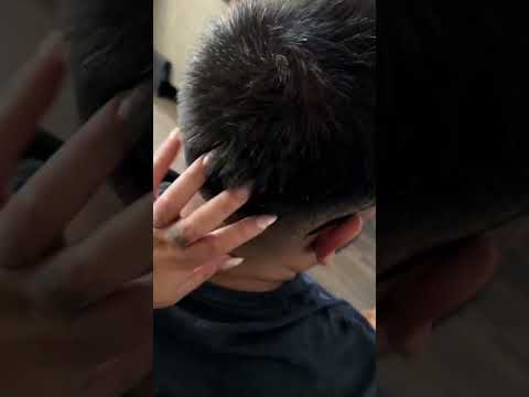 ASMR One minute of scalp scratching on my husband- #shortvideo