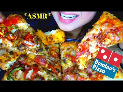 ASMR Cheesy Garlicky Buttery DOMINOS Pan DELUX Hand Tossed HAWAIIAN Pizza DELICIOUS EATING *SOUNDS*