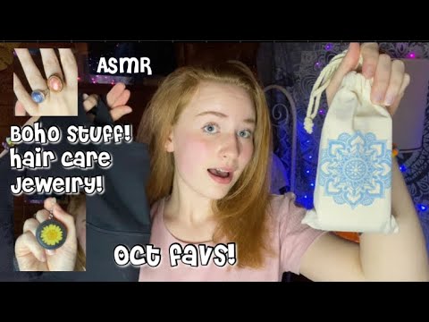 ASMR My October Favs! Boho stuff, jewelry, sports bras, hair care and more!