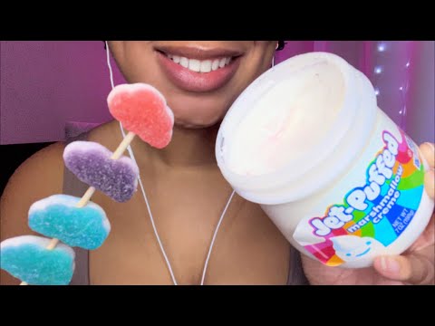 ASMR | Marshmallow Fluff & Candy 🍭 🍬 Sticky Eating Sounds ☁️