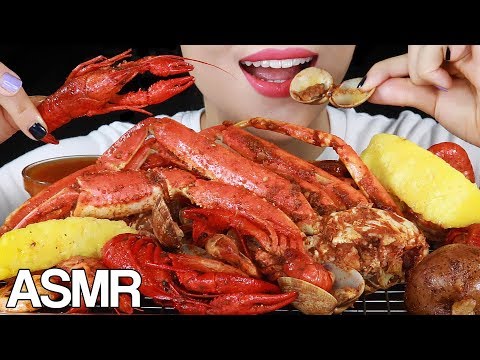 ASMR SEAFOOD BOIL (snow crab, shrimps, clams, crawfish) Eating Sounds Mukbang