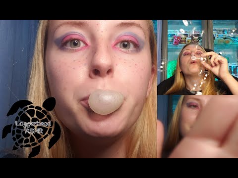 ASMR Wet Mouth Sounds/Gum Chewing, Blowing Bubbles, and Hand Movements - Loggerhead ASMR