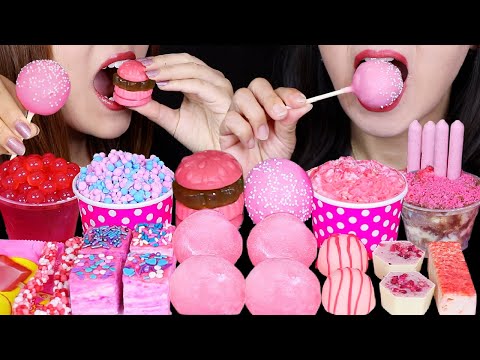 ASMR STRAWBERRY MOCHI, CAKE POP, POPPING BOBA, GUMMY BURGER, COTTON CANDY DIPPIN DOTS ICE CREAM 먹방