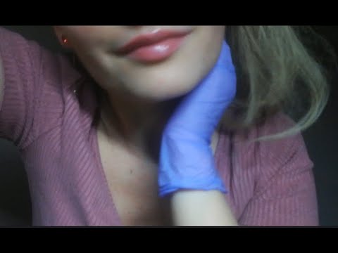 ASMR latex gloves sounds ~scratching (skin, hair & shirt ) with latex gloves