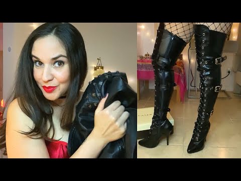 ASMR- Call Girl (Escort) Roleplay + New LEATHER Jacket, Thigh-High Boots, Satin Glove & Scarf!!!