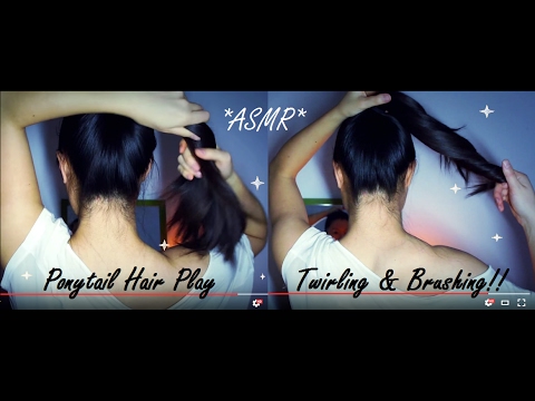 ASMR PONYTAIL HAIR PLAY, TWIRLING & BRUSHING HAIR !! (^_^)