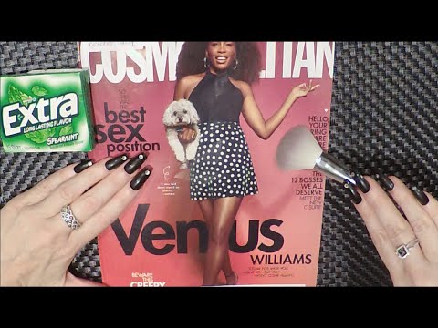 ASMR Gum Chewing Magazine Flip Through | Venus Williams | Tingly Whisper, Crinkly Pages