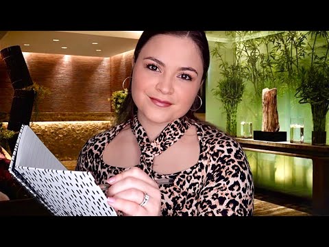 ASMR Spa Receptionist Check-in | With Music | Collab with Little Me Carmie