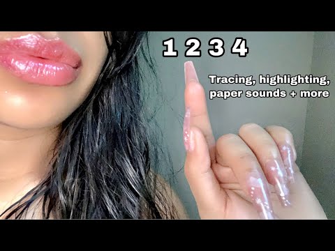 ASMR~ Tingly Numbers Tracing, Air tracing, highlighting w/ Wet Mouth Sounds