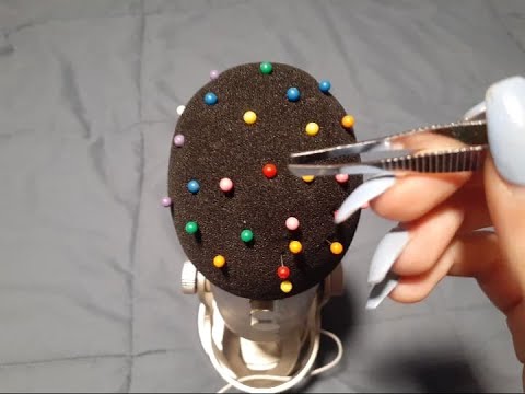 ASMR Plucking needles from the mic (Intense ear cleaning sounds)