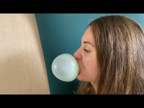 asmr blowing bubblegum side view | hubba bubba