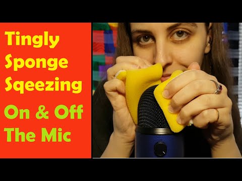 ASMR Tingly Sponge Squeezing Triggers - On & Off The Mic (No Talking)