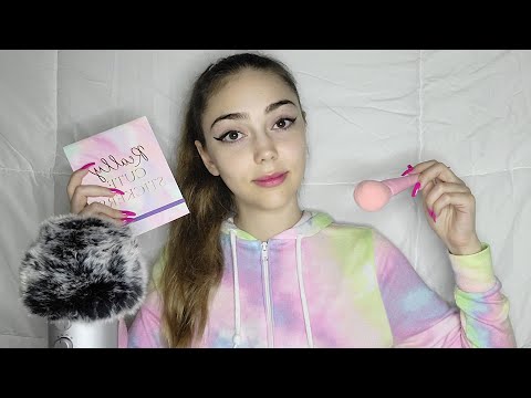 ASMR | Personal Attention with Pastel Colors (Stickers, Face Brushing, Affirmations)
