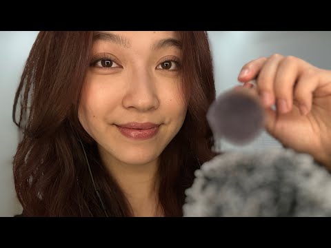 ASMR Up Close Stippling Your Face ✨ Fluffy Mic Mouth Sounds 😴