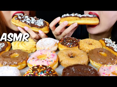 ASMR DONUTS (Nutella + Hershey's NEW Cookies & Cream) DUNKIN DONUTS 도넛 리얼사운드 먹방 | Kim&Liz ASMR