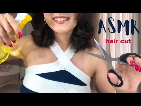 ASMR cozy haircut ✂️💇🏻‍♀️✨ (layered sounds, whispering, brushing, scissors, personal attention)