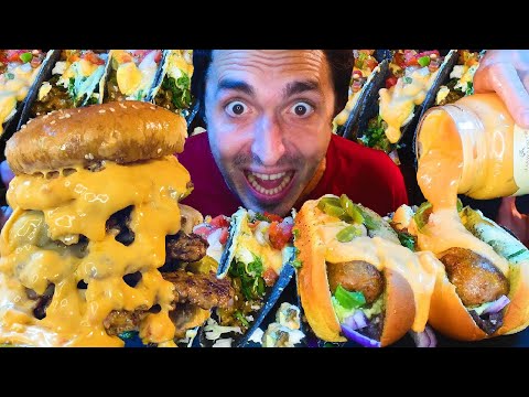 ASMR 30 minute GHOST PEPPER CHEESE SAUCE Eating * mukbang mouth sounds no talking *