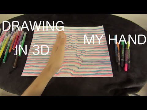 [音フェチ]3Dっぽく手を描いてみた！[ASMR]Drawing My Hand in 3D [JAPAN]