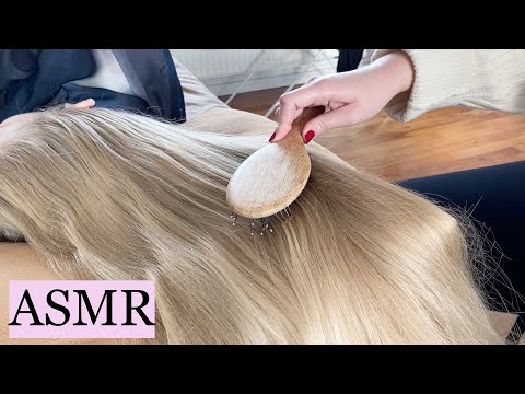 ASMR | Braiding & Brushing My Friend's Rapunzel Hair 👸🏼 (hair play, no talking)