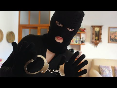 ASMR A Robber in your house (duct tape on your lips, real handcuffs, bad thief roleplay)