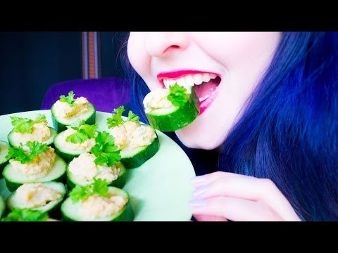 ASMR: Crunchy Cucumber Canapés - Finger Food ~ Relaxing Eating Sounds [No Talking | Vegan] 😻