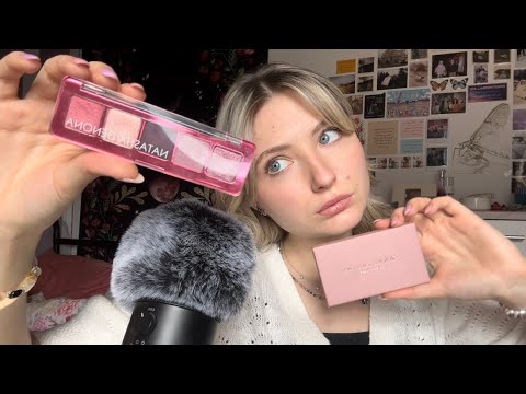 ASMR| whats in my makeup bag?| tracing, tapping, light whispers