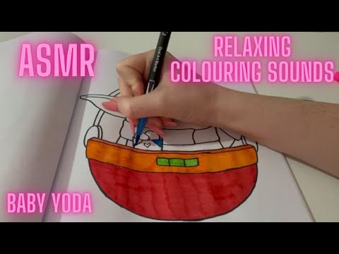 ASMR Colouring Book Baby Yoda ( Relaxing Colouring Sounds) (The Mandalorian)