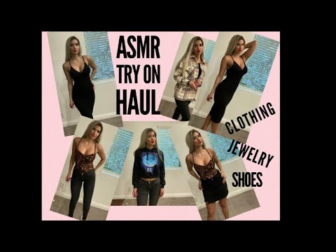 ASMR Haul & Try On | Clothes | Shoes | Jewelry | Tapping | Faux Leather | Crinkles (Whispered) 🛍💕