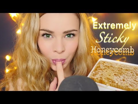 ASMR Eating Raw Honeycomb ~ EXTREMELY Sticky Mouth Sounds! 🍯